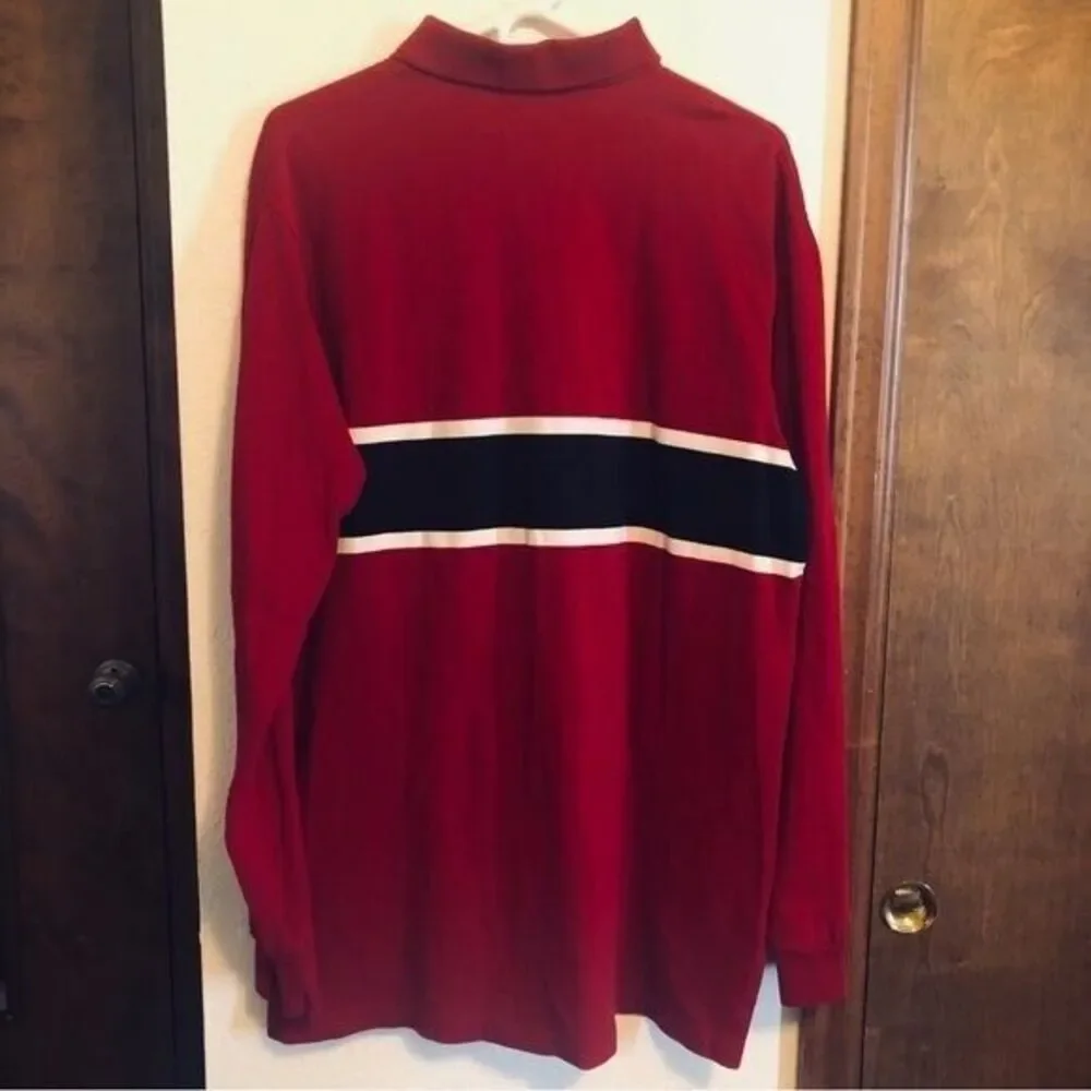 Polo Golf Ralph Lauren Men's XL/Large Red Knit‎ Long Sleeve 1/4 Button Polo